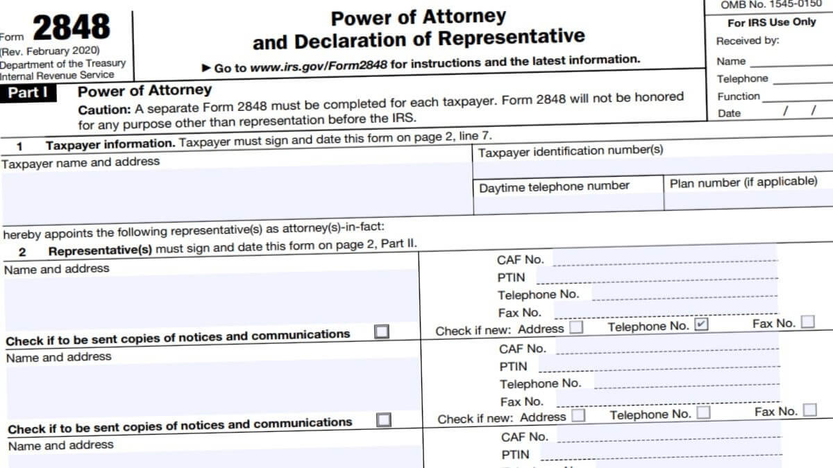 2848 Form 2848 Form 2021