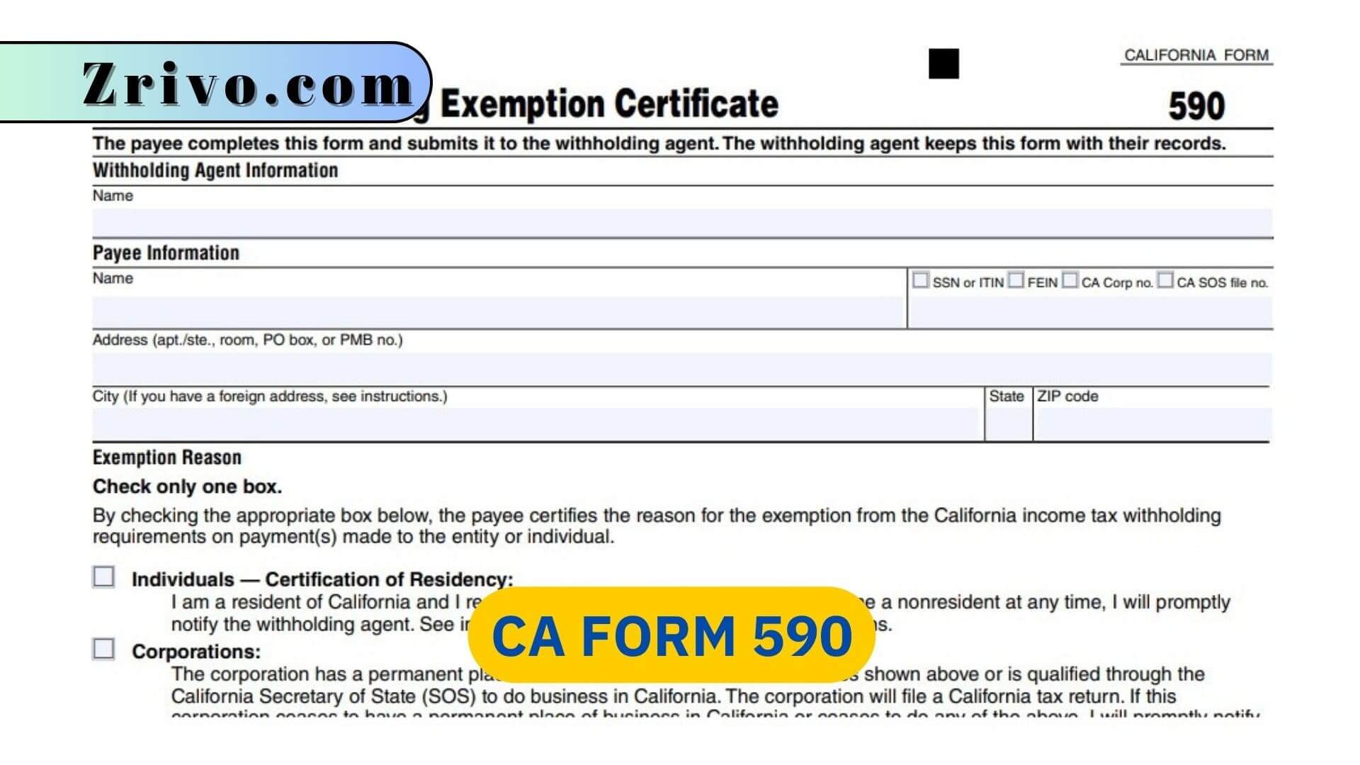 CA Form 590 CA Form 590