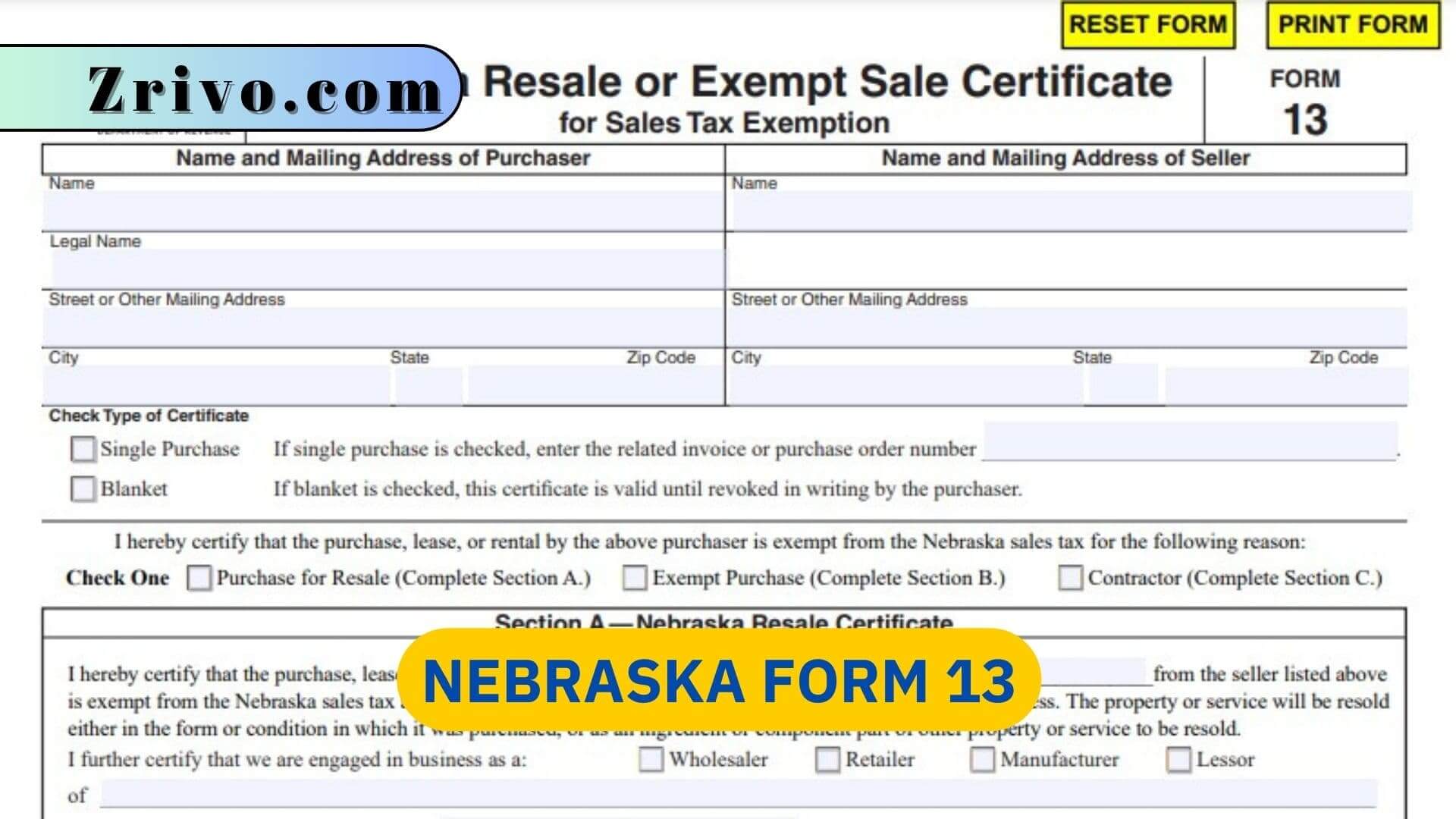 Nebraska Form 13 Nebraska Form 13