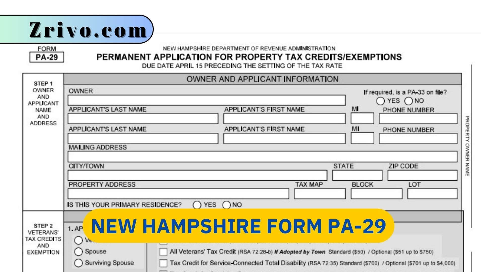 New Hampshire Form PA-29 New Hampshire Form PA-29