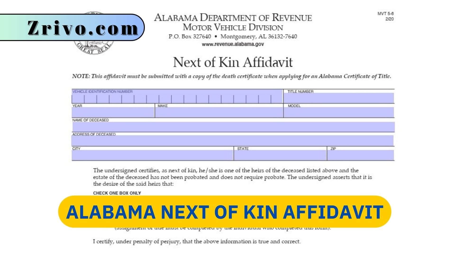 Alabama Next of Kin Affidavit Alabama Next of Kin Affidavit