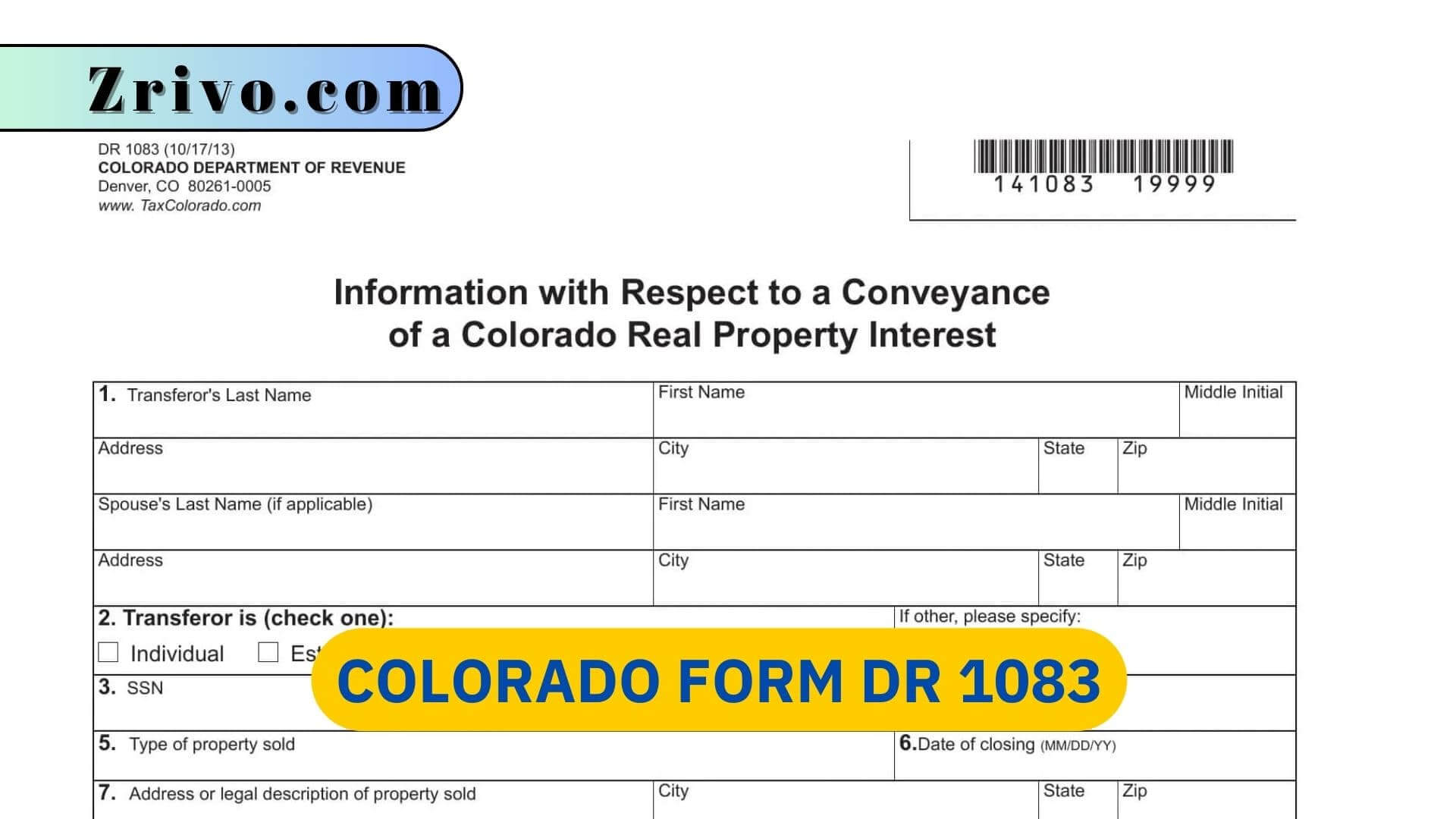 Colorado Form DR 1083 Colorado Form DR 1083