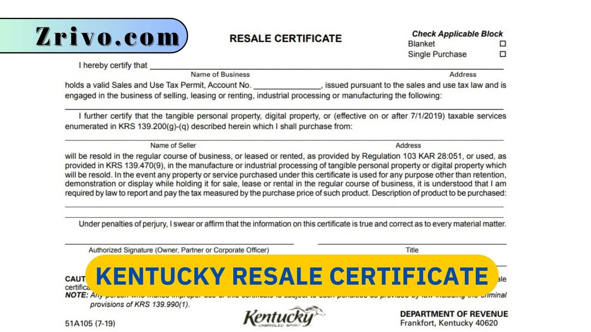 Kentucky Resale Certificate Kentucky Resale Certificate